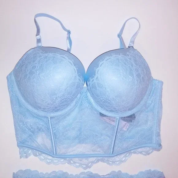 Victoria Secret Bra Set 36C Bombshell Push Up Medium Cheeky Panty Light …